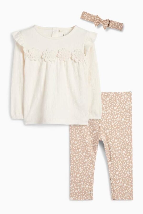 Geblümtes Baby-Outfit – 3-teilig